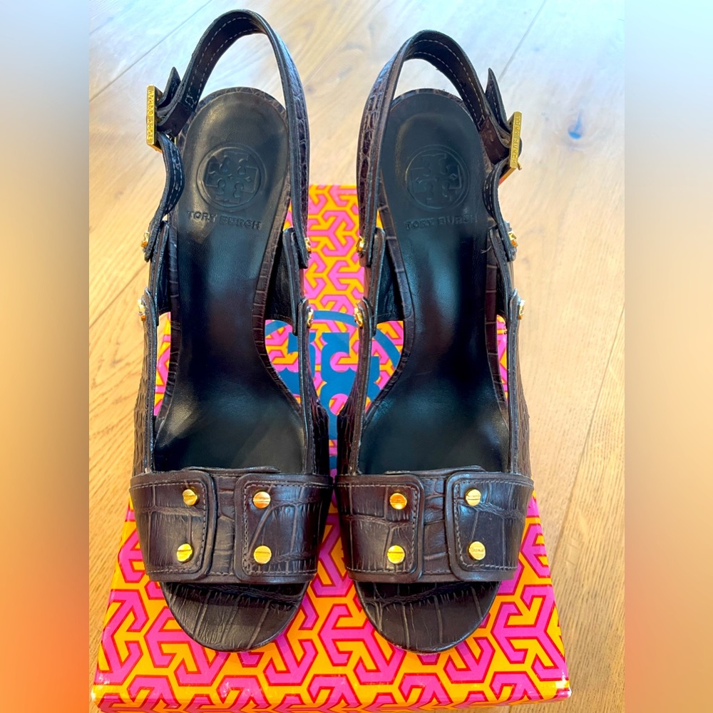 Tory Burch brown high heel sandals size 9.5